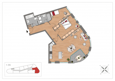 Grundriss WE11 – 3-Zimmer-Wohnung mit 95,92 m² im 1. Obergeschoss, OSTFORUM Leipzig