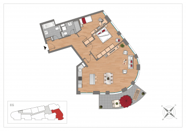 Grundriss WE02 – 3-Zimmer-Wohnung mit 107,01 m² im Erdgeschoss, OSTFORUM Leipzig