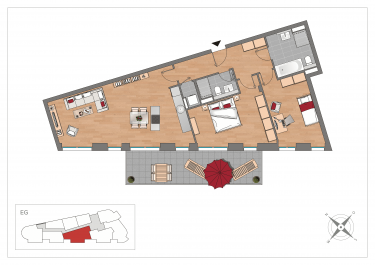 Grundriss WE05 – 3-Zimmer-Wohnung mit 100,55 m² im Erdgeschoss, OSTFORUM Leipzig