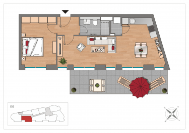 Grundriss WE08 – 2-Zimmer-Wohnung mit 65,64 m² im Erdgeschoss, OSTFORUM Leipzig