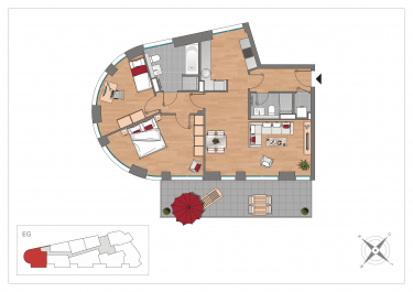 Grundriss WE09 – 3-Zimmer-Wohnung mit 93,38 m² im Erdgeschoss, OSTFORUM Leipzig