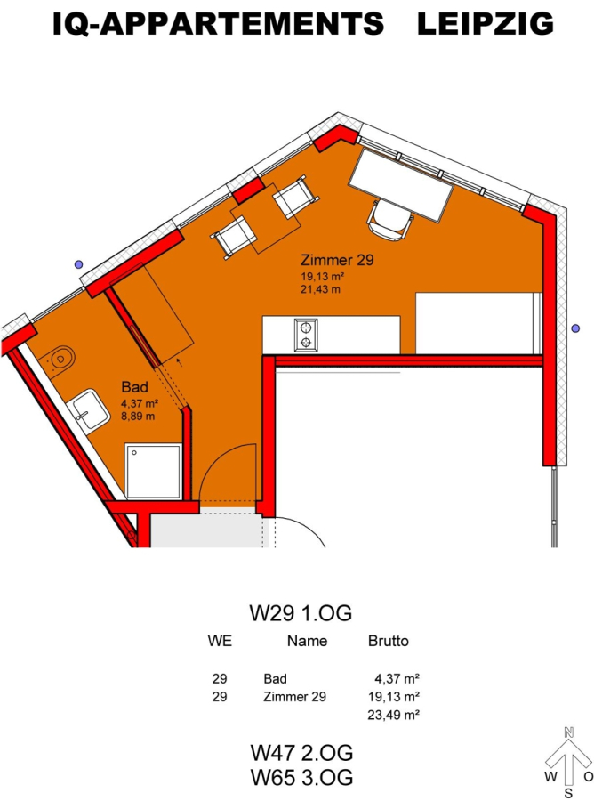 App. 29 + 47 + 65 - Grundriss