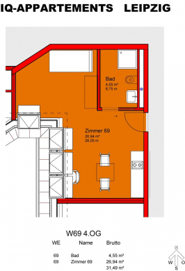 +++ iQ Apartments – Microliving in Leipzig – Smartes Wohnen in Zentrumsnähe +++, 04317 Leipzig, Dachgeschosswohnung