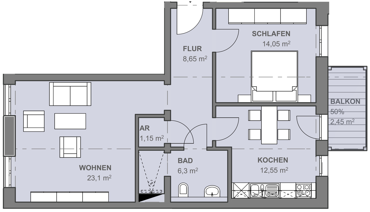 I Attraktive 2-RW in der Südvorstadt I großzügig geschnitten | Einbauküche I Duschbad I Balkon I - Foto 2